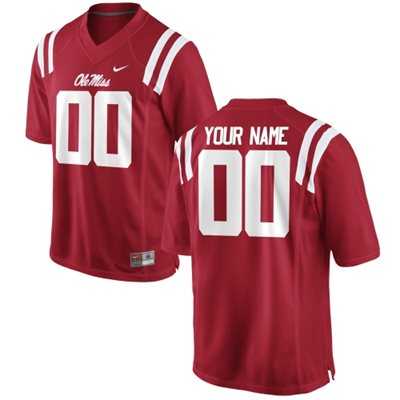 Mens Ole Miss Rebels Customized Replica Football 2015 Red Jersey